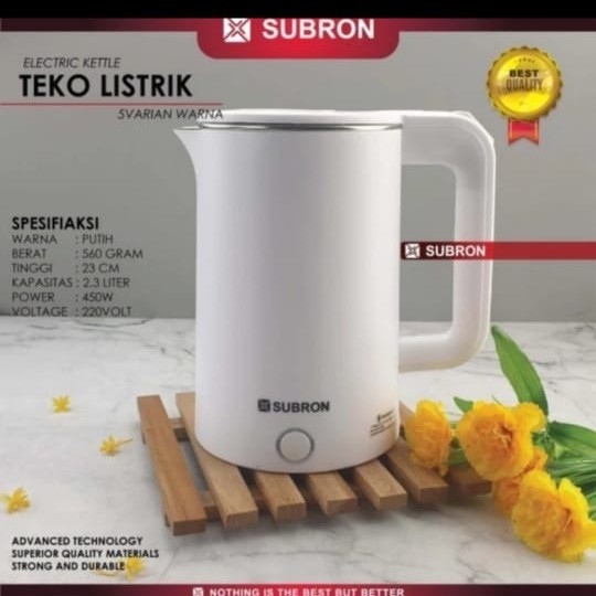 Kettle Subron Teko Listrik White & Black