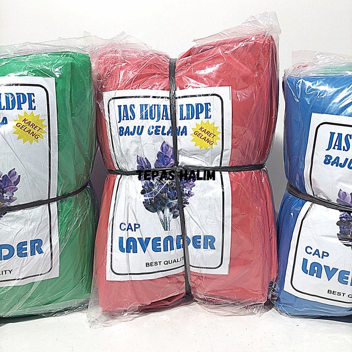 JAS HUJAN PLASTIK SETELAN BAJU CELANA PERGELANGAN TANGAN KARET 1 LUSIN