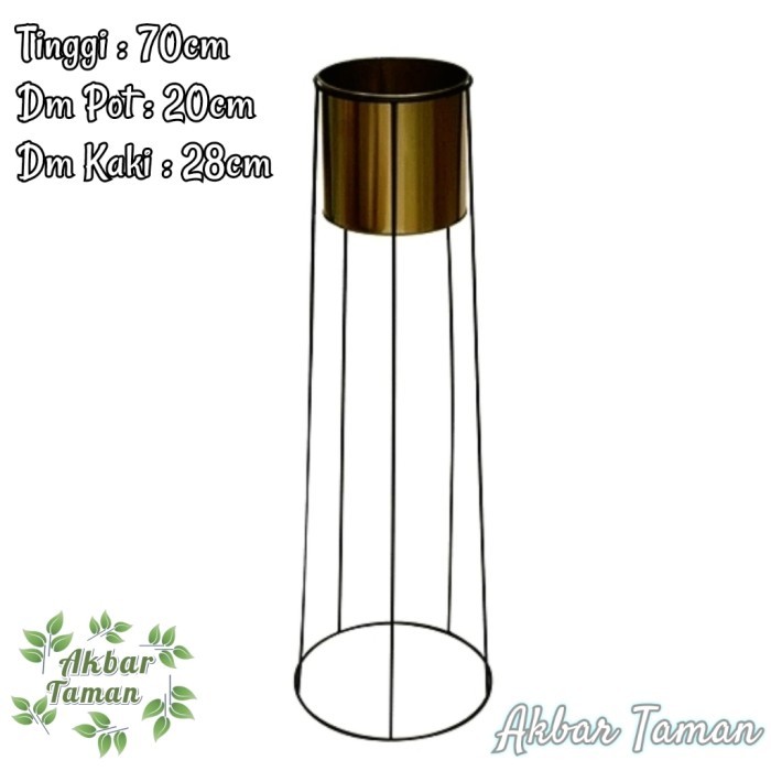 Standing Dudukan Pot bunga Besi Tinggi 70cm Model Bulat 5 Tiang