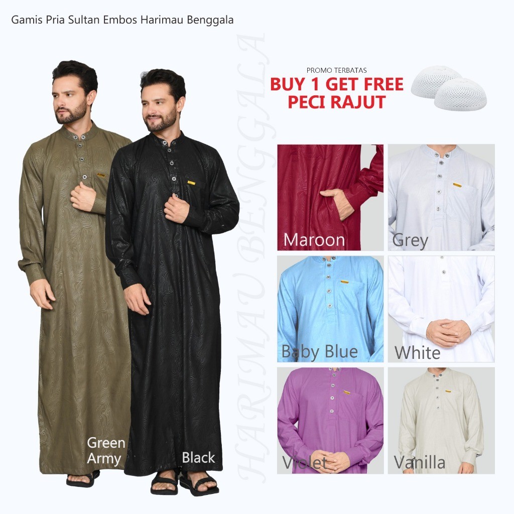 Jubah Cowok Pria Gamis 2025 Lengan Panjang Jubah Premium Pakean Cowo Idul Fitri Kokoh Terbaru Import