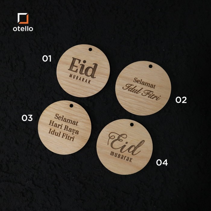 

Round Hang Tag Kayu Idul Fitri | Gantungan Hiasan Parcel Lebaran Eid