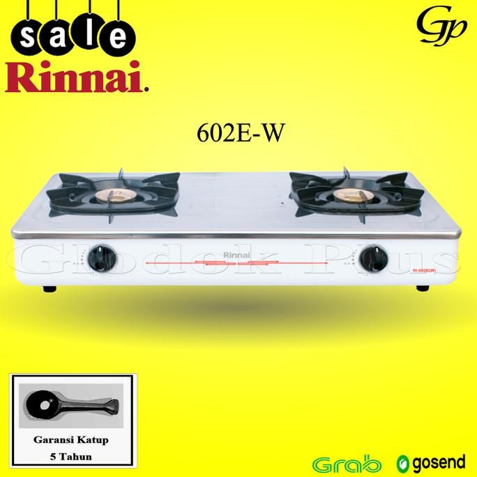 Rinnai RI-602E W Kompor Gas 2 Tungku RI602EW Api 602EW 602 EW rinai e terlaris