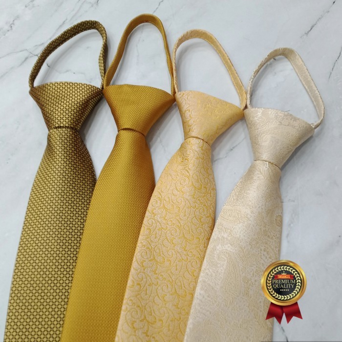 dasi gold pria dasi kuning instan dasi zipper langsung pakai