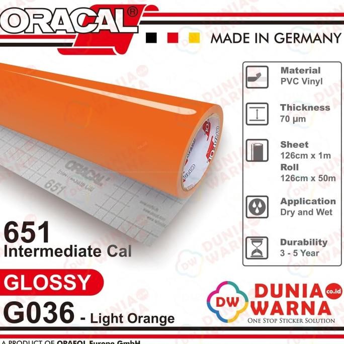 Promo Oracal 651 036 Light Orange Gloss/Matte(Doff) Meteran