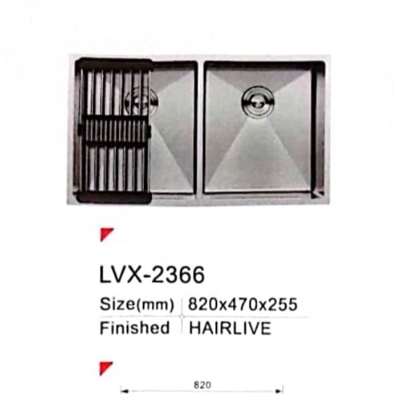 Kitchen Sink 2 lubang Stainless Lavenia LVX 2366 undermount