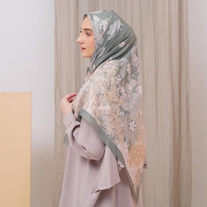 Miliki Nabnib - Alemi Series Sage Green Hijab Square Voal Ultrafine