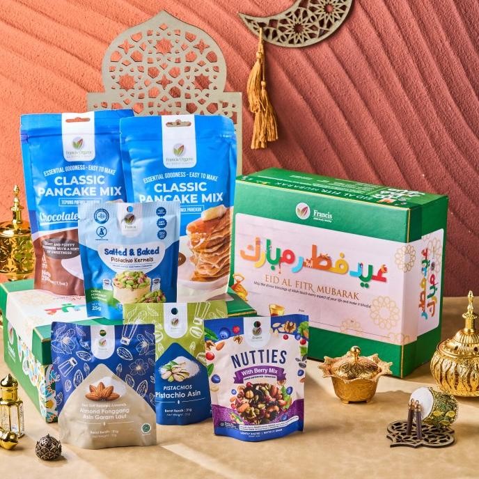 

Grosir Hampers Lebaran Premium Paket Hijrah (Pancake, Pistachio, Almond, Mix)