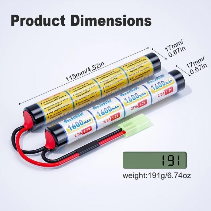 Promo ZEEE 1600mAh 9.6v 8s NiMH Battery Airsoft Batrai Rc Plane Car COD