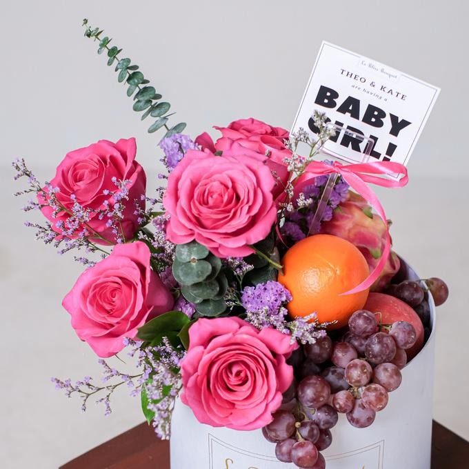 

Sale Fruit Pink Flower Blooming Box | Gift Newborn Baby Girl Parcel Buah