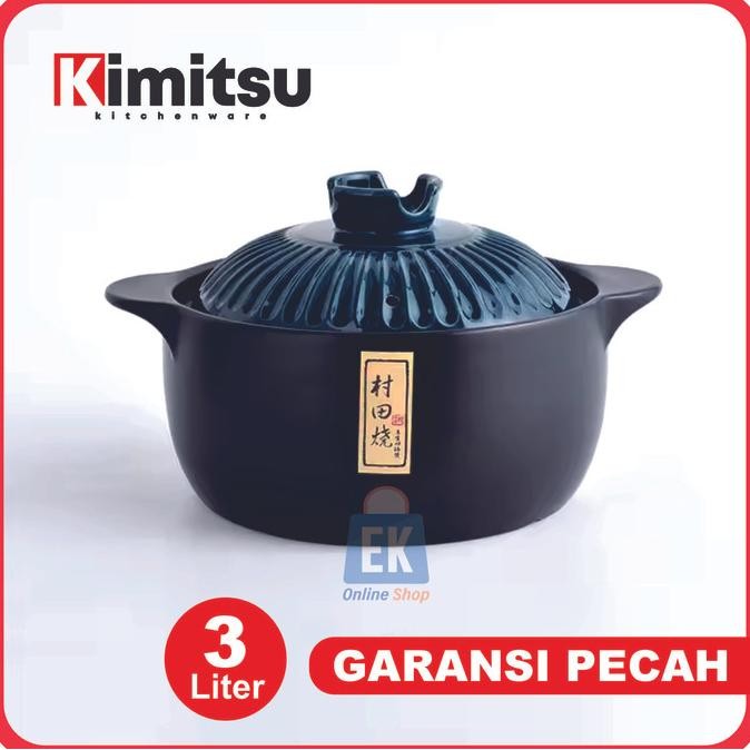 Panci Keramik Tahan Api 3 Liter KIMITSU Q8806-9 | Panci Casseroles | Panci Obat | Panci Sapo | Panci
