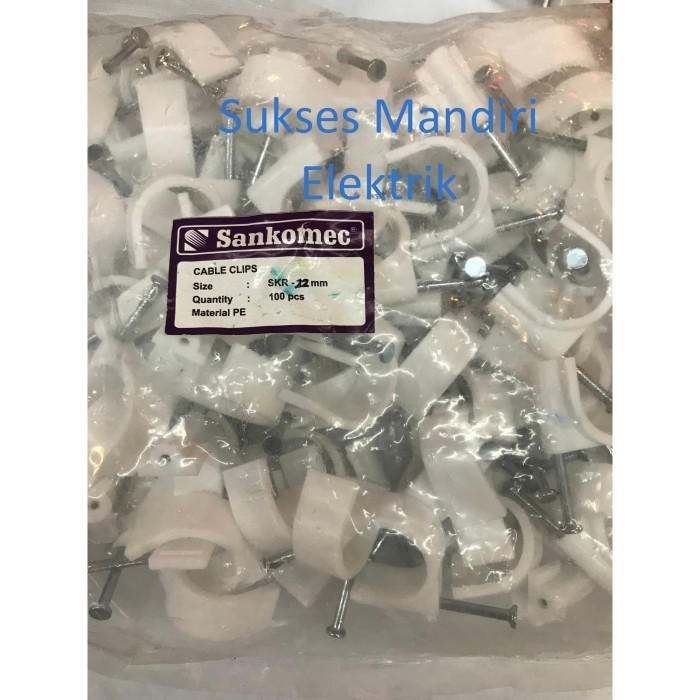 Klem Kabel 22mm Putih / Kabel Klem /Paku Klem beton 22mm/Cable Clip 22