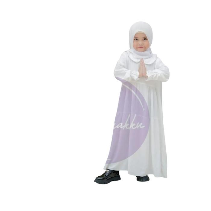 Gamis Anak Rayon Rosa Putih Manasik Haji Littlebee Size 2-8 Tahun Baju Lebaran Asli 100%