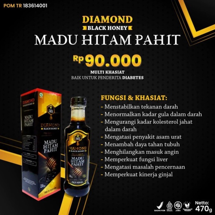 

ORIGINAL Madu Hitam Pahit Diamond Black Honey 470 gr PREMIUM