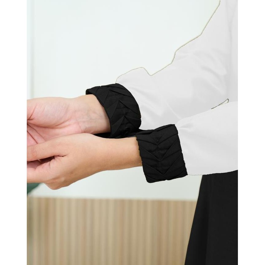 Gamis Seragam Kerja PNS PDH Kombinasi Hitam Putih Dress Wanita Toyobo Tebal Terlaris