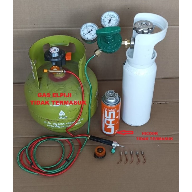 LAS MINI GAS TORCH WELDING BLANDER LAS OKSIGEN+LPG 3KG+KALENG HICOOK (COMBO) KODE 1059