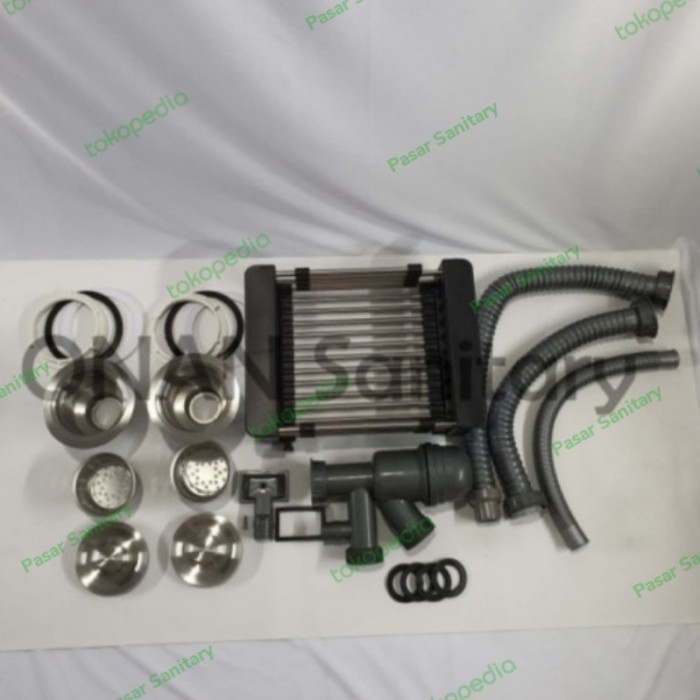 SIFON AFUR BAK CUCI PIRING 2 LUBANG/PERLENGKAPAN SINK 2 LUBANG ONAN