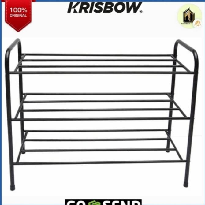 Sale Krisbow Rak Sepatu 3 Tingkat 72X30X55 Cm - Hitam / Rak Sepatu Besi