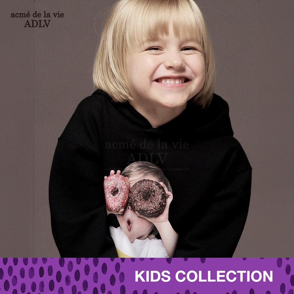 ADLV Kids Baby Face Donut 1 Hoodie Black - Hoodie Oversized Fit Unisex Acme De La Vie