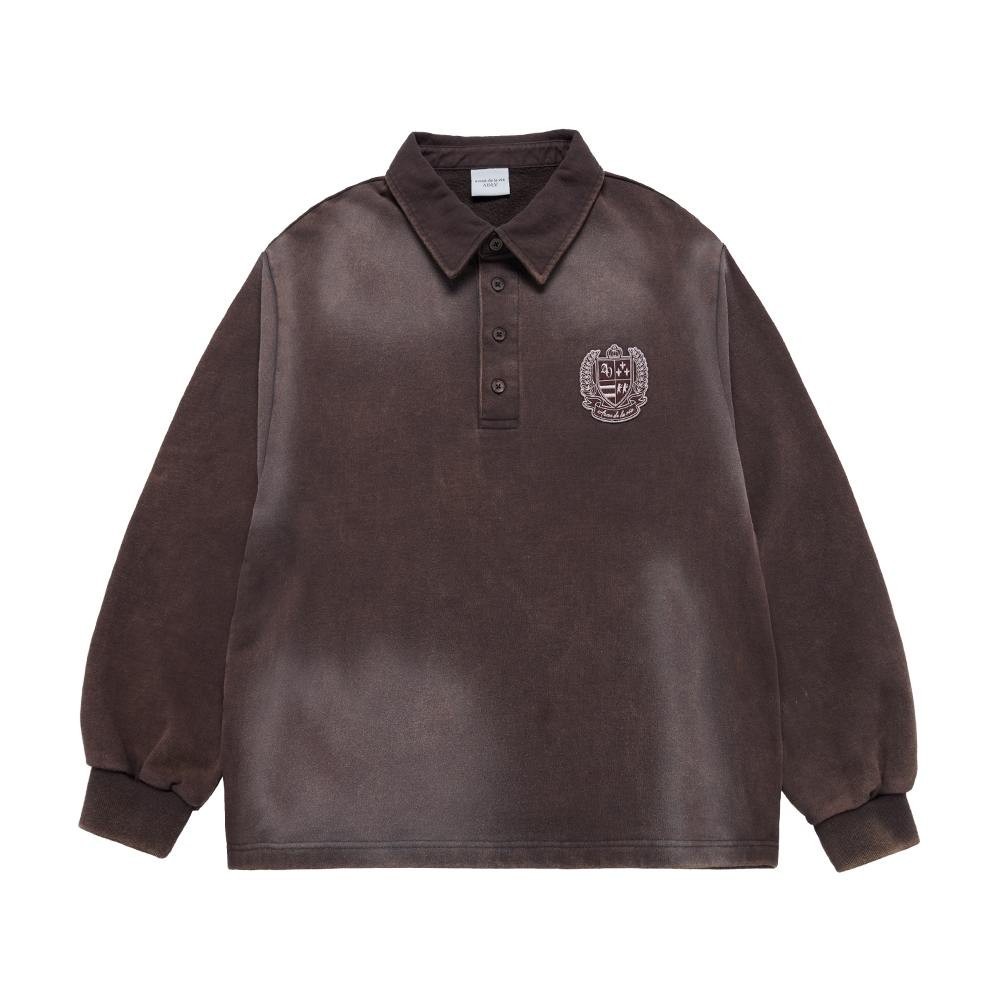 [ADLV] Washing Embo Rugby Sweatshirt Brown - Sweater Oversized Fit Unisex acme de la vie