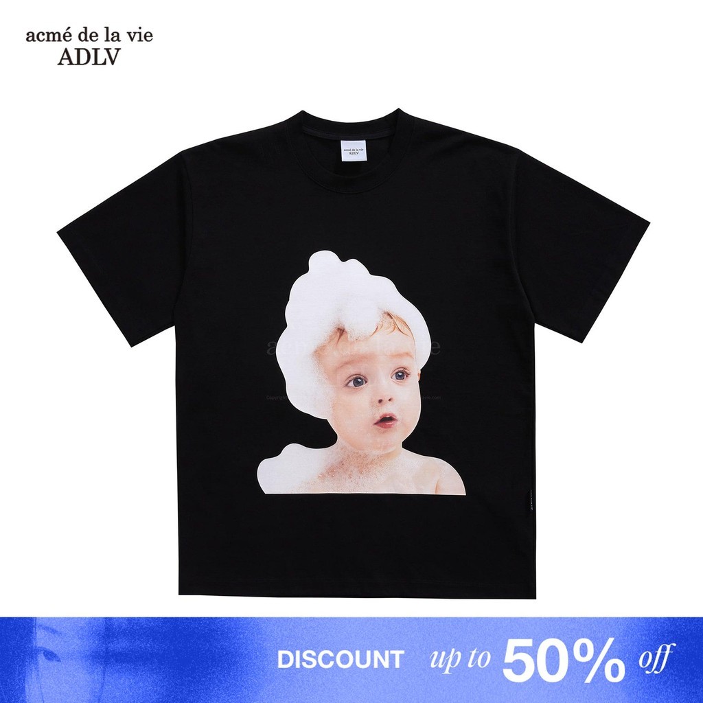 [ADLV] Baby Face Short Sleeve T-Shirt Black Bubble - Kaos Oversized Fit Unisex acme de la vie