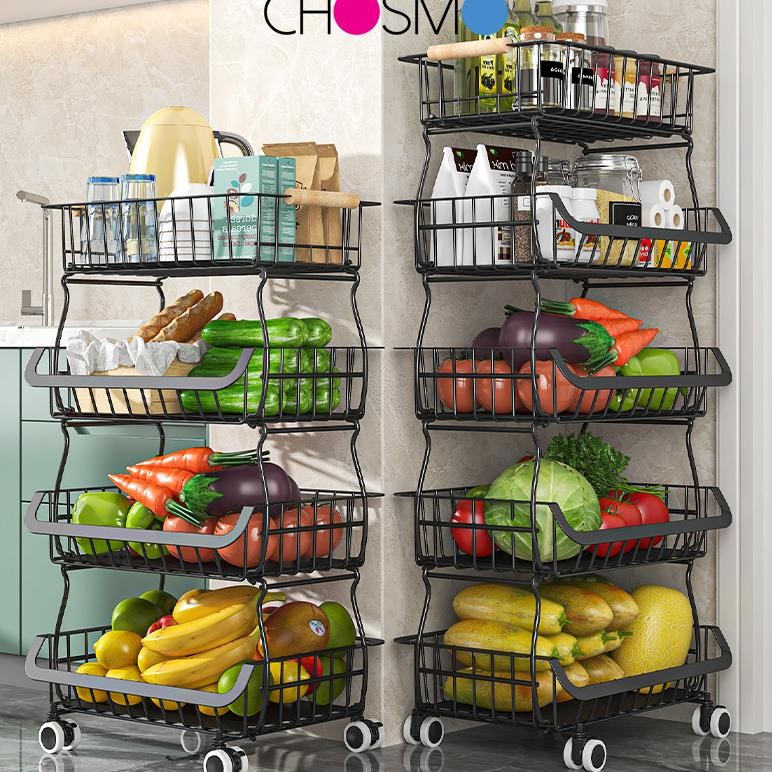 Rak dapur multifungsi rak keranjang buah dan sayuran rak keranjang bawang keranjang sayur dan buah