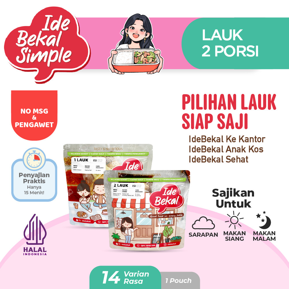 

Idebekal Lauk Bekal Siap Saji / Bekal Dua Lauk / Bekal Paket Porsi / Bekal ke Kantor / Bekal Anak Kos/ Bekal Sehat / Ready To Heat Meal / Siap Untuk Dipanaskan / Frozen Food / Makanan Siap Saji / Alami Tanpa Pengawet - No MSG