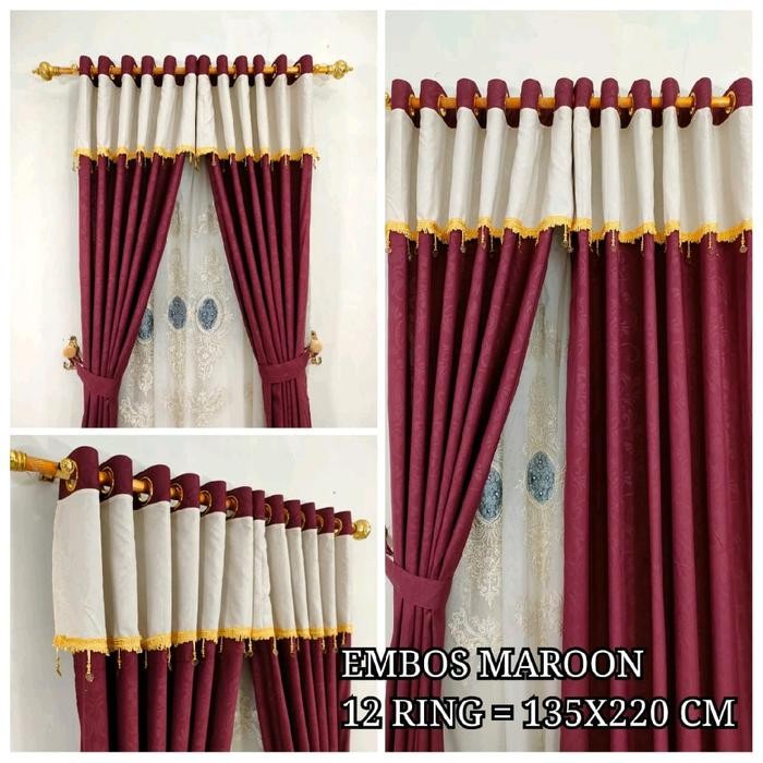Promo Paket Hemat Isi 2 Gorden Renda Poni Polos Embos Desain Mewah Gorden Poni Jendela Dan Pintu