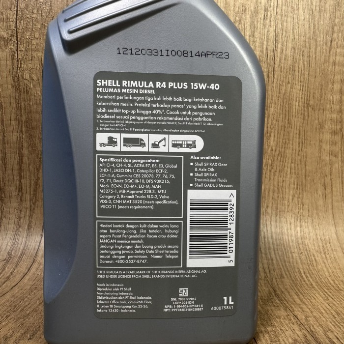 OLI MESIN SHELL RIMULA 15W-40 1 LITER - OLI MOBIL DIESEL