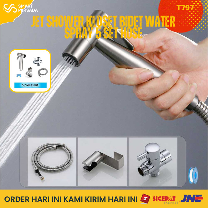 PROMO Jet Shower Closet Kloset Duduk Semprotan Toilet Closet 5 Set Kran Hose