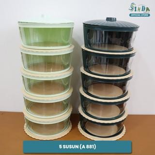 SINDA Tudung Saji Penutup Makan 3 Susun 4 Susun 5 Susun Hijau Pink Plastik