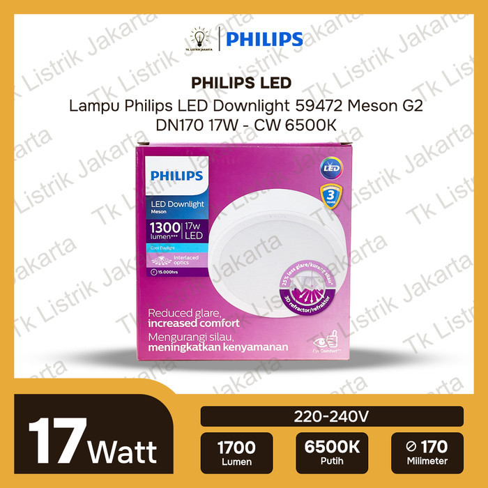Lampu Philips Meson Downlight Plafon LED 59472 150 17W Outbow Bulat