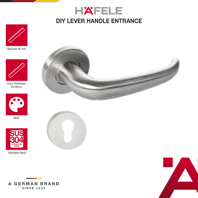 Hafele Inferno 2176 1 Set Gagang Kunci Pintu  Kamar Rumah Stainless Steel 304 - Pegangan Pintu Model