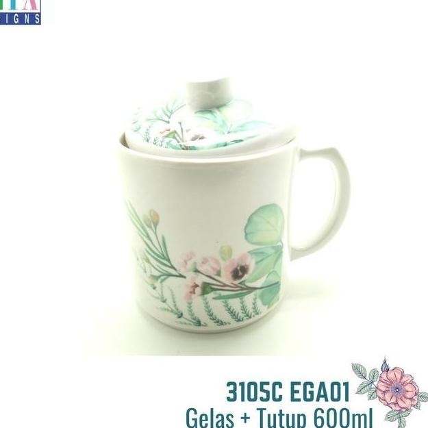 GELAS MUG GAGANG + TUTUP JUMBO BESAR MELAMIN ONYX MINUM AIR TEH KOPI