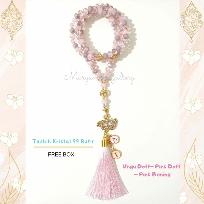 Tasbih Kristal 99 Butir Mix 3 Warna Free Box Asli 100%