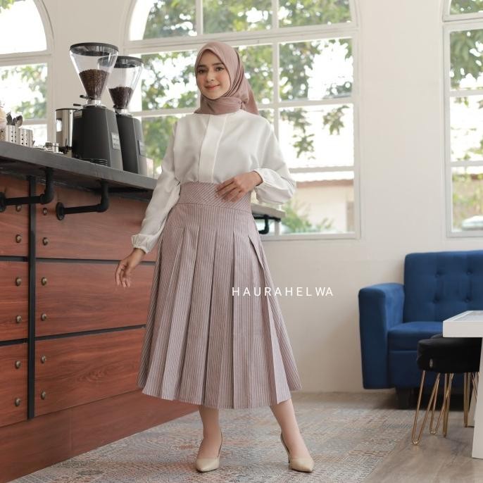 ROK MIDI 7/8 SALUR OKSFORD | ROK LIPIT |ROK A LINE |KOREAN SKIRT KS