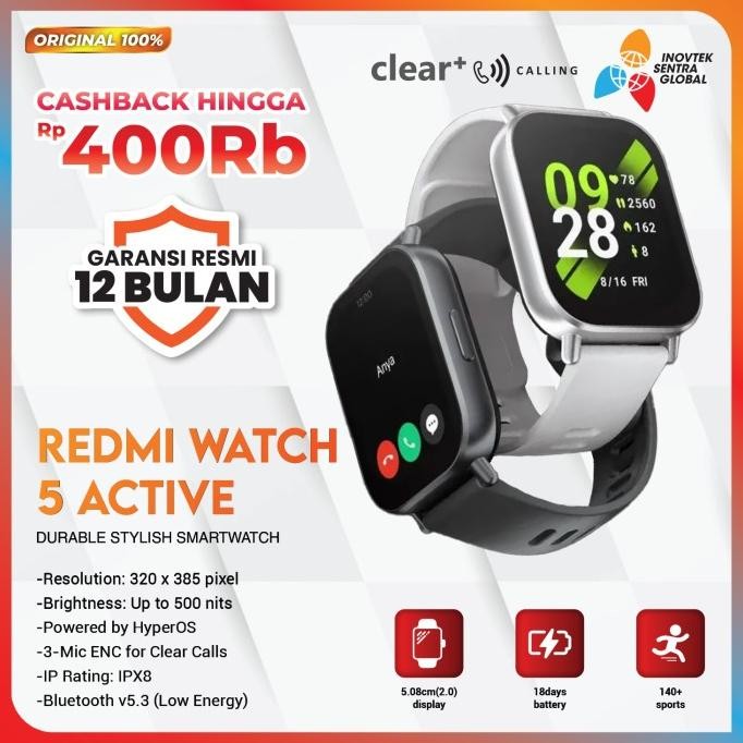 Xiaomi Mi Redmi Watch 5 Active / 3 Active Smartwatch - Garansi Resmi