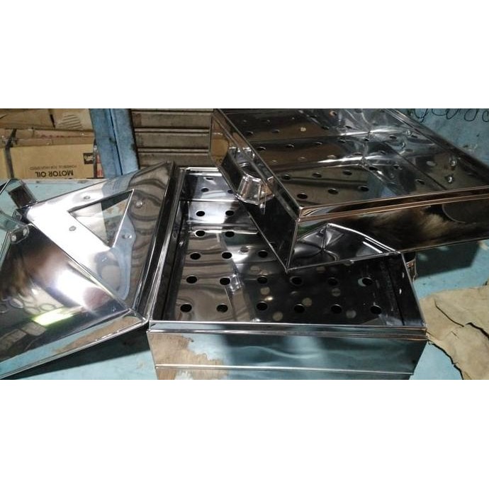 PROMO DISKON KUKUSAN KOTAK 40CM 2 SUSUN / KLAKAT/ KELAKAT STAINLESS