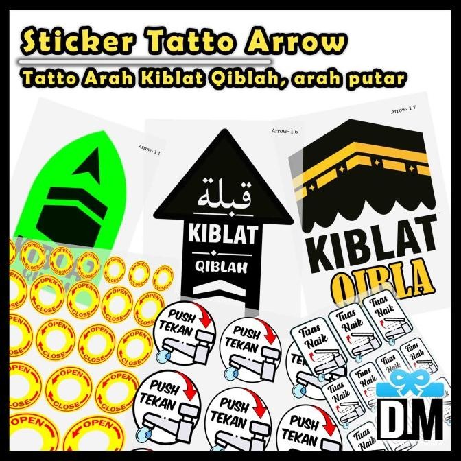 

@@@@] Sticker Kiblat Label Tato Arah Qibla Panah Open Close Keran Air Buka Tutup Angkat Automatic tanpa Background Minimalis Estetik