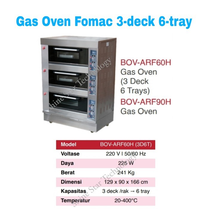 FOMAC OVEN ROTI OVEN GAS DECK GAS DECK OVEN 3 DECK 6 TRAY BOV-ARF60H FOMAC