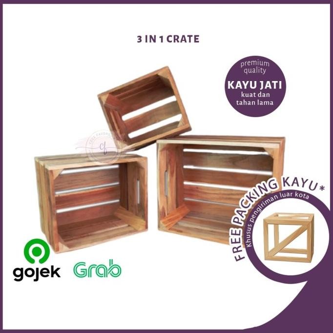 @@@@] Dekorasi Vintage Meja Kayu Peti Kayu 3 In 1 Crate