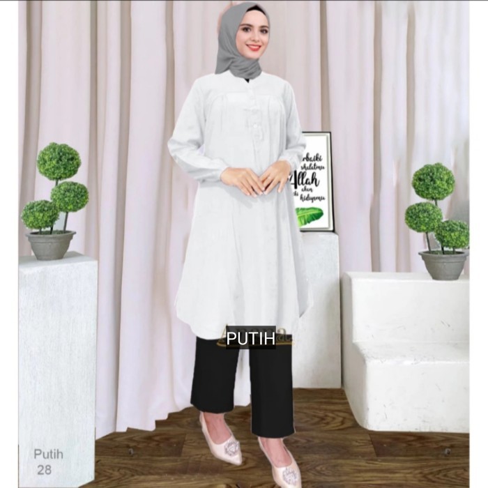 TUNIK POLOS JUMBO KATUN VISCOSE WARNA PUTIH