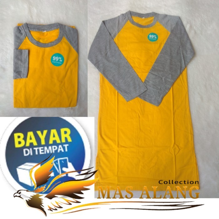 KAOS TUNIK WANITA MUSLIM LENGAN PANJANG KUNING ABU