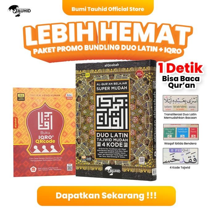 HRG DISKON Promo Bundling Duo Latin 4 Code A5 + Iqro QR - Mushaf Alquran Latin dan Terjemahan -