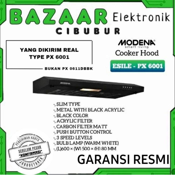 COOKER HOOD MODENA PX6001 PENGHISAP ASQP DAPUR PX6001 PX 6001 60CM