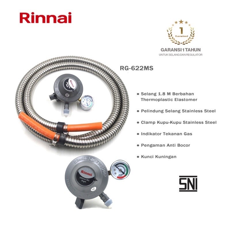 Rinnai selang regulator tekanan rendah RG-622MS | Selang Gas Regulator Rinnai