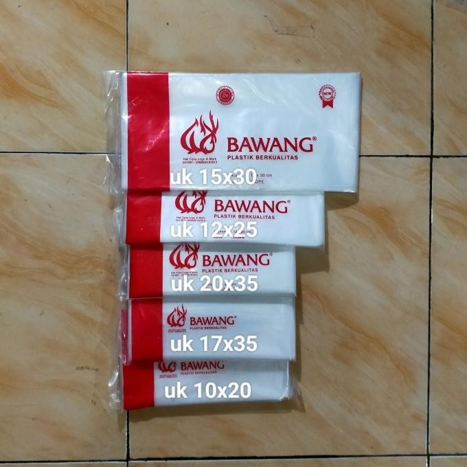 

PLASTIK PE BAWANG UK 10X20-12X25-15X30-17X35-20X35(1 PACK ISI 5 BKS) ORIGINAL