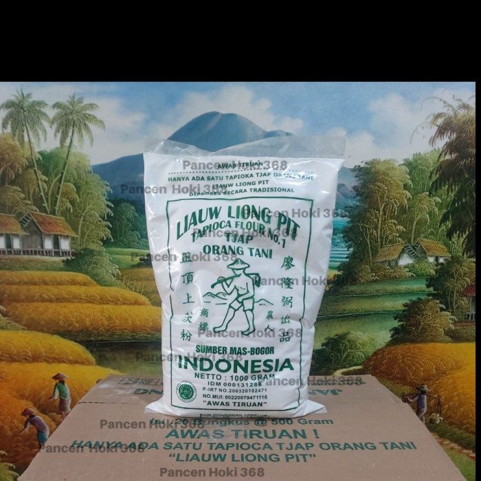 

TEPUNG TAPIOKA LIAUW LIONG PIT CAP ORANG TANI / SAGU TANI(10X1KG)