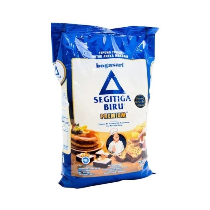 

TEPUNG SEGITIGA BIRU PREMIUM 1 KG - DUS CARTON 12X1 KG - GROSIR