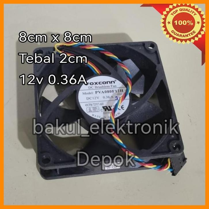 [bak] fan 12v 8cm 4pin 0.36a foxconn