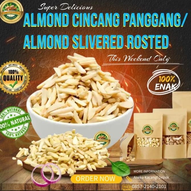 

Roasted Almond Slivered 500gr / Almond Cacah Stick Panggang 500gr Berkualitas